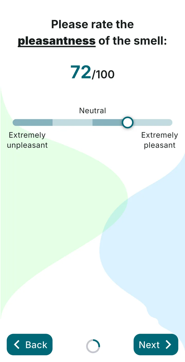Rating how pleasant the smell is, from extremely unpleasant to extremely pleasant