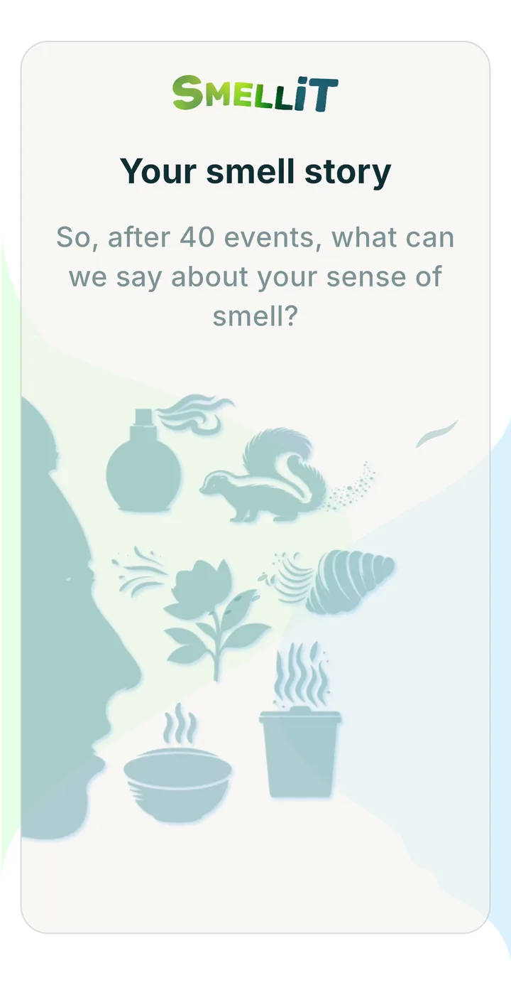 The opening card of Your smell story, unlocked at the end of the study